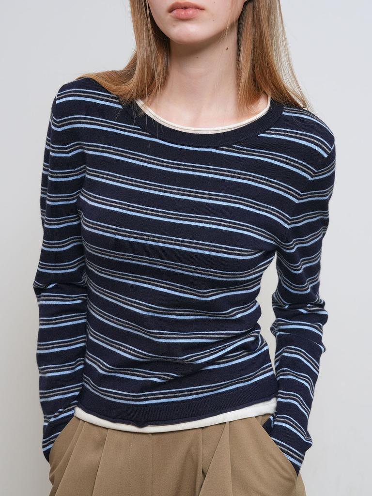 GENERALIDEA Striped Layered Pullover [Navy] / Gf1Lkp522