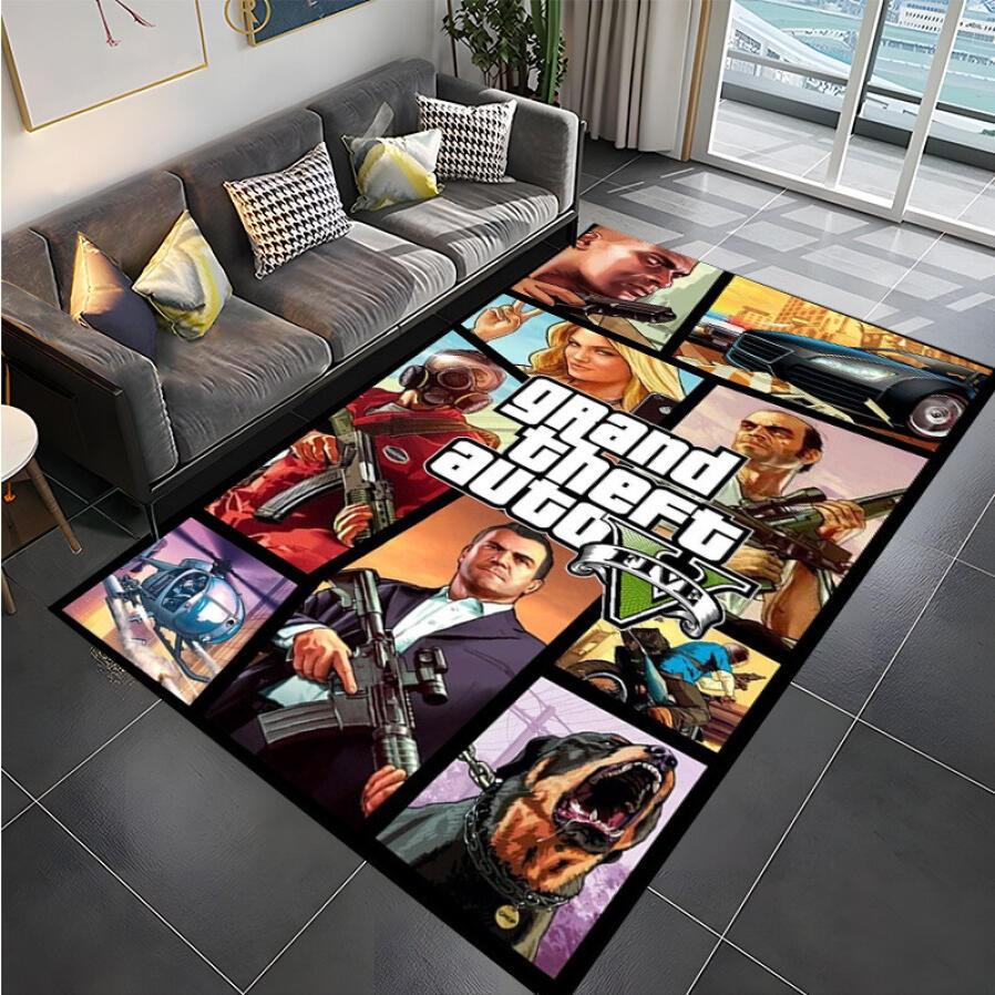 Carpet Cartoon Printed Carpet 3D Gta Grand Theft Auto Game Gamer Large Area Rug
