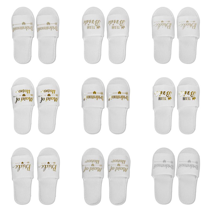 Fashion Wholesale Bride Shower Bride Wedding Decoration Bridesmaid Hen Party Spa Soft Slippers Ladies Bachelorette Party Supplies Gift