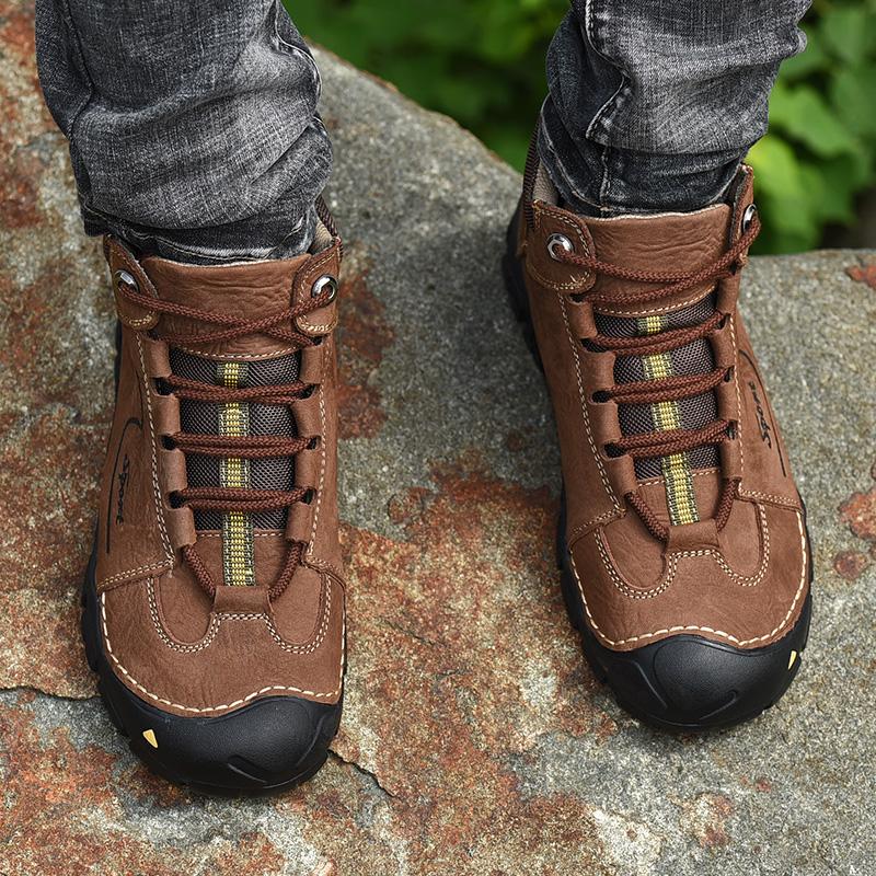 Pánská turistická obuv Kožená outdoorová obuv odolná proti opotřebení Muži Treking Walking Lovecké taktické tenisky