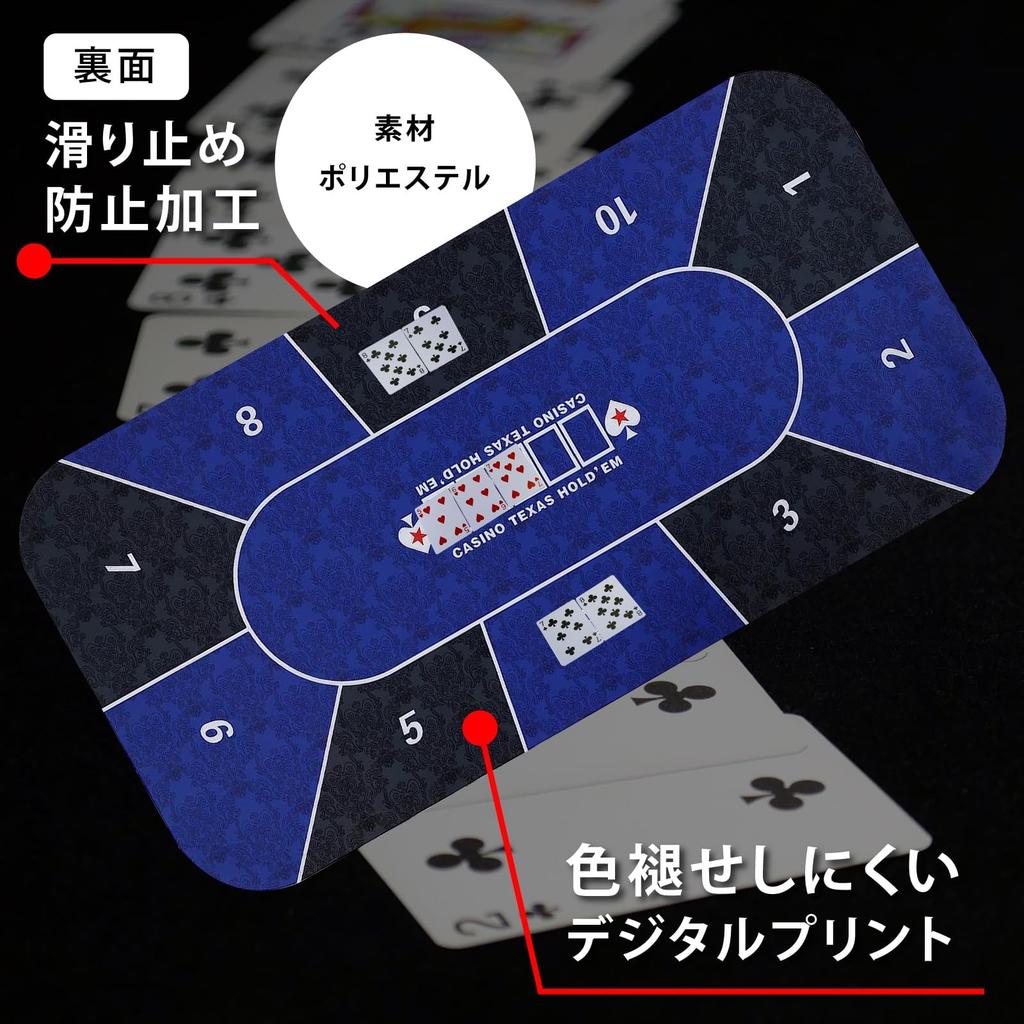 Trading Card Heaven Poker Mat Texas Play Mat Casino with Storage Bag 90 x Hold'em (Blue, 180cm)