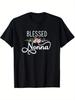 Blessed Nonna Womens TShirt  Soft Cotton Casual Crew Neck Short Sleeve Printed TShirt Breathable Four Seasons Fabric Black