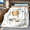 Bear Astronaut Moon Stars Blanket Personalized Name Soft Comfortable Stylish Blanket Car Blanket Perfect For Travel Camping Outdoor Home Suitable For