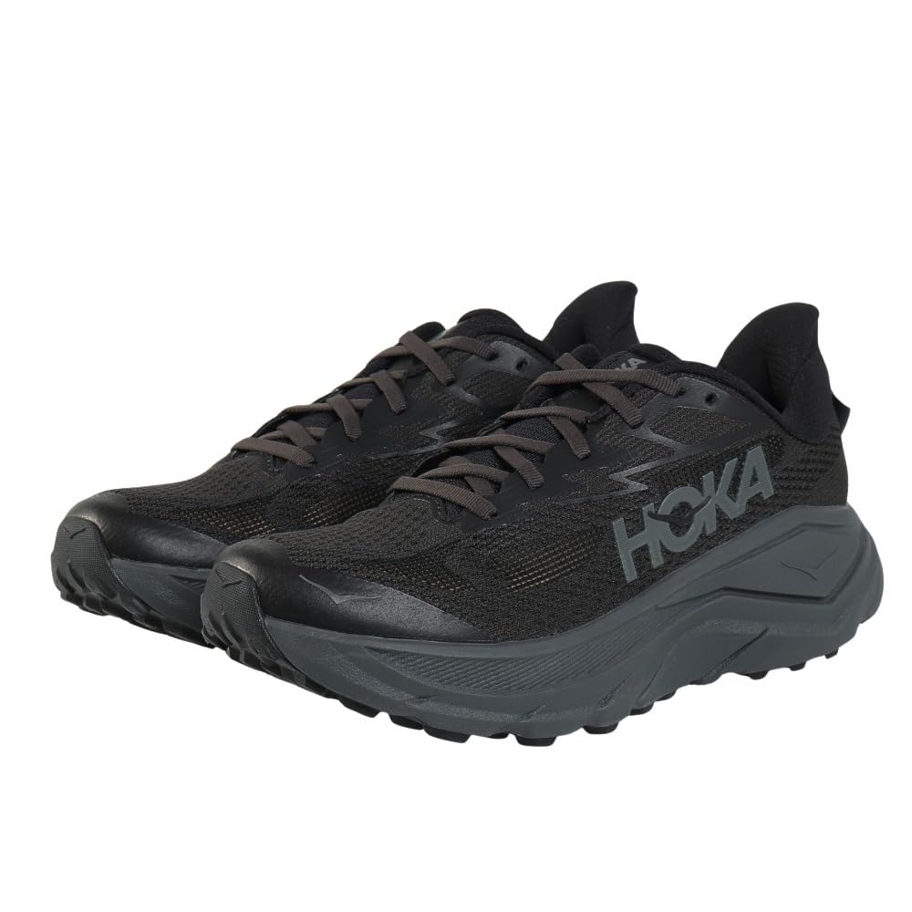 HOKA Challenger 8 Running Trail Running Sneakers Shoes, Shoes, Black/Grey, 1168716-BCKT, Men's (Black/Grey/Size 27.0)