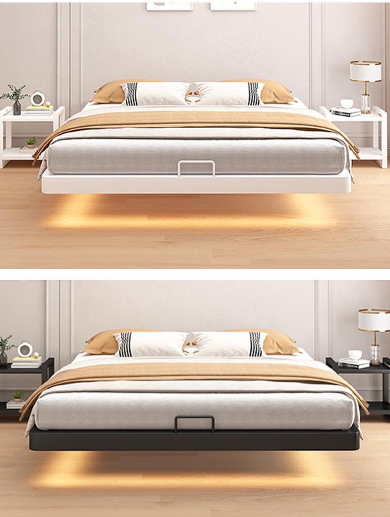 Modern Cream Tatami Style Suspended Double Bed for Adults in Rental Apartments