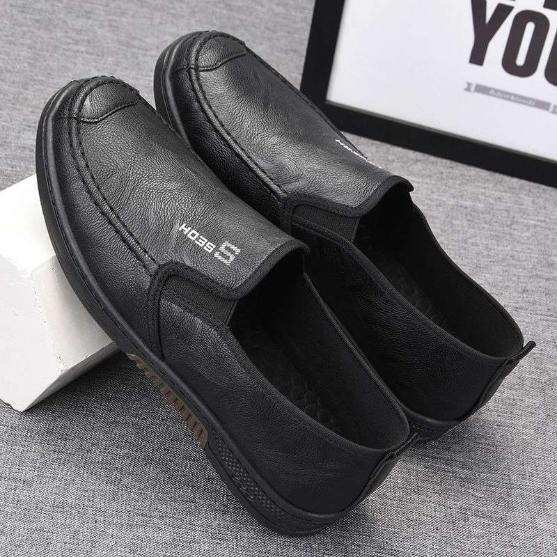 Spring and summer men's casual leather shoes waterproof and oil-proof chef shoes soft-soled non-slip work shoes hotel work leather shoes men