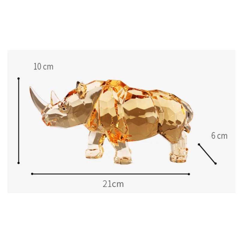 Transparenter Goldener Nashorn-Nachbildung Nashorn-Skulptur Acryl Goldene Tierstatue Dekorative Figuren Heimdekoration