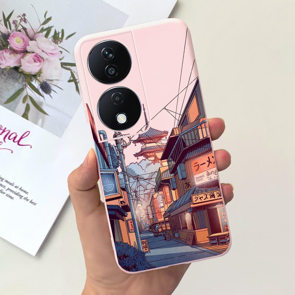 Cool Fashion Moon Printed Case For Honor X7b Candy Color Soft Silicon TPU Shockproof Phone Cases For HonorX7b X 7B 4G CLK-LX2