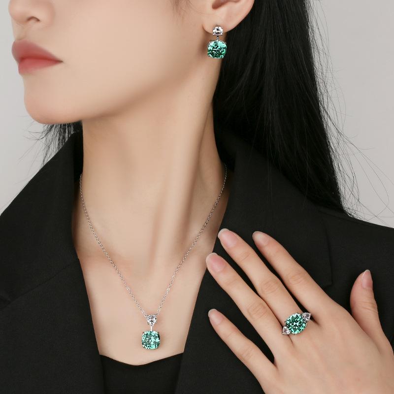 Jewelry Copper Bottom Gold-Plated Simulation Bird'S Nest Chepala Green Retro Temperament Set Main Stone 12 * 12