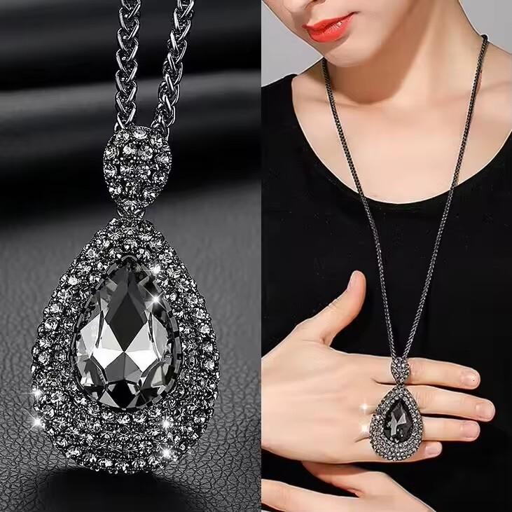 Kryształowe geometryczne naszyjniki i wisiorki dla kobiet Collier Femme Modne długie naszyjniki statement Akcesoria Łańcuszek do swetra Biżuteria