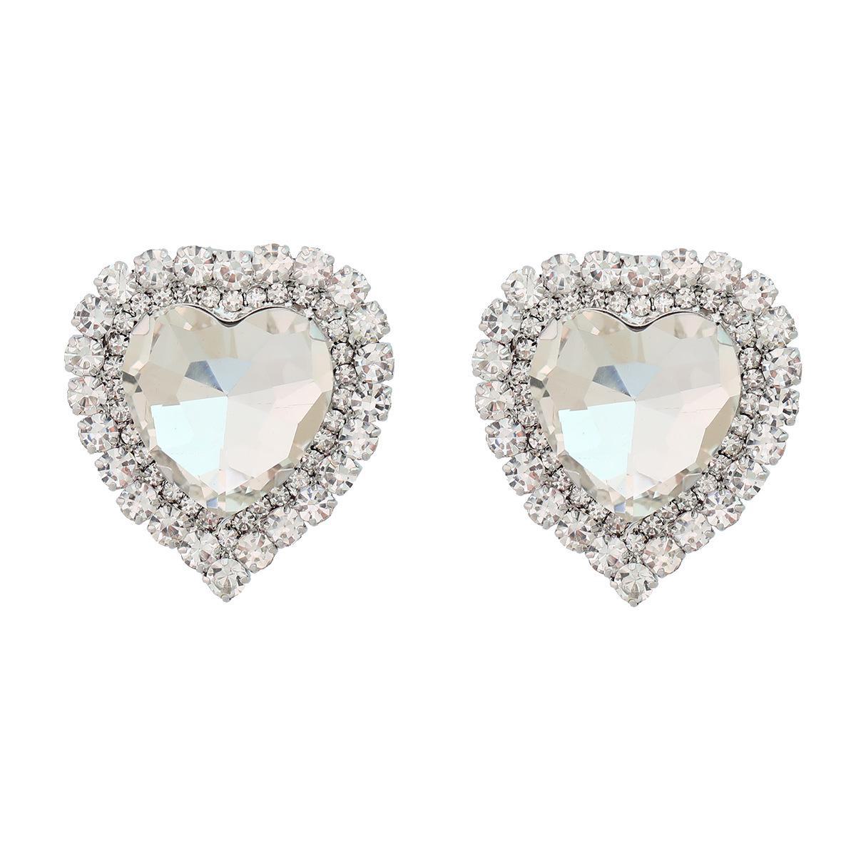 

Женские серьги в форме сердца с преувеличенными бриллиантами в европейском и американском стиле 2023 года серебряный