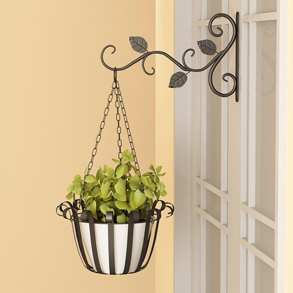 2 Pcs Hanging Plants Bracket Wall Hanging Flower Pot Support Bracket Hook Iron Hanger Plants Holder Balcony Home Decoration