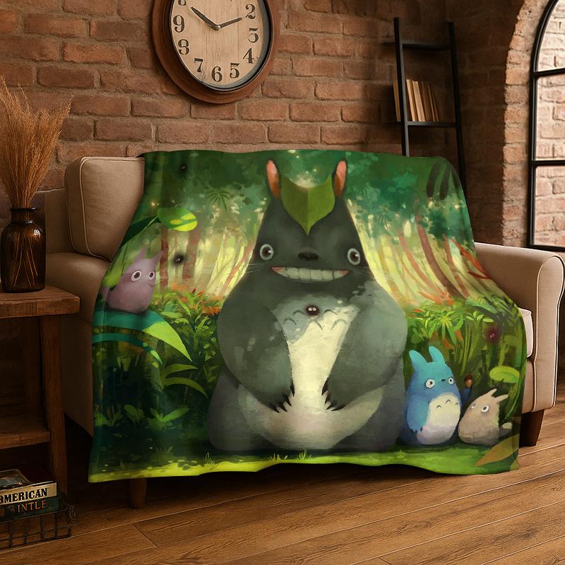Klassische T-Totoro Cartoon Niedliche Flanelldecke Weiche Warme Überwurfdecke für Schlafzimmer Wohnzimmer Bett Reisen Camping Picknick Kind