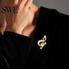 Sweater Pin Women Brooch Sparkling Rhinestone Inlaid Musical Note Shape Anti-Exposure Buckle Suits Shirts Sweaters Bags Outfit Accessory