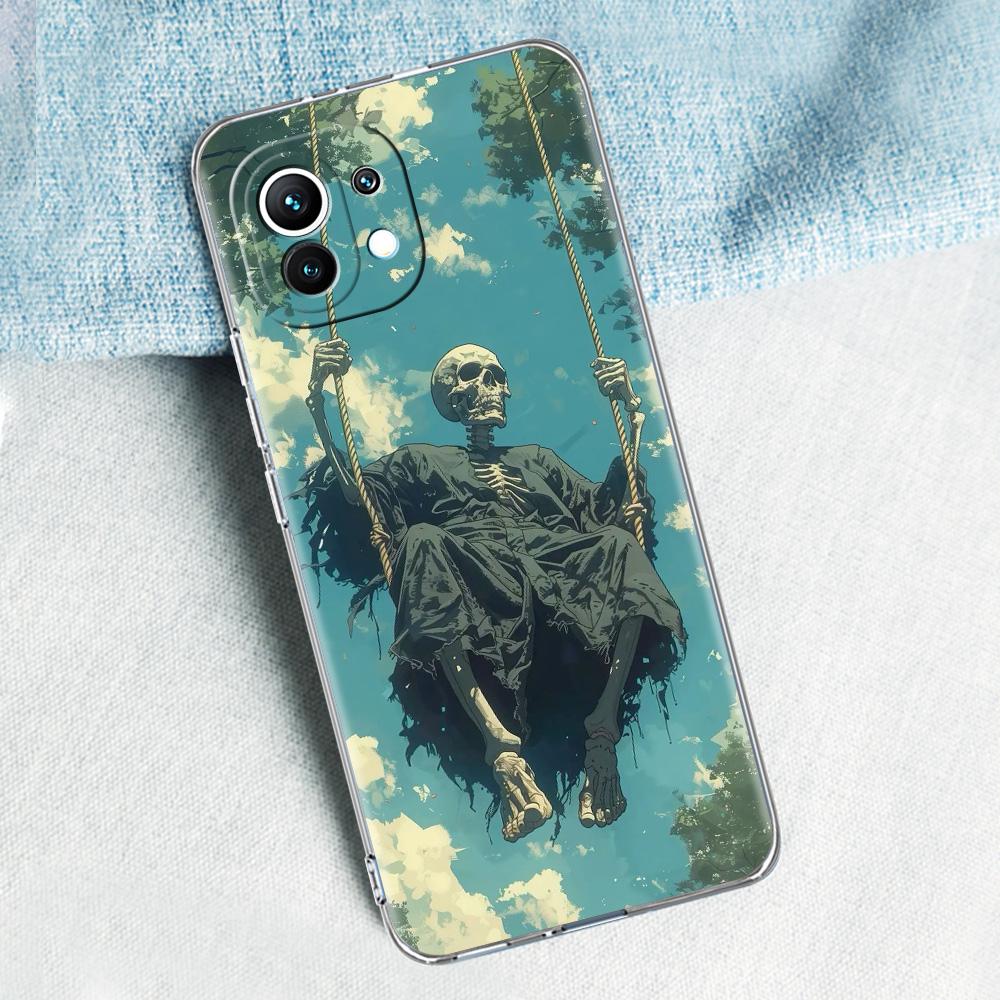 Phone Case For Xiaomi Mi 15 14 13 12 11 Lite 15T 13T 12T Pro Poco X7 X6 X5 Pro 5G X3 NFC F7 F6 F5 Clear Cover Grim Reaper Skull