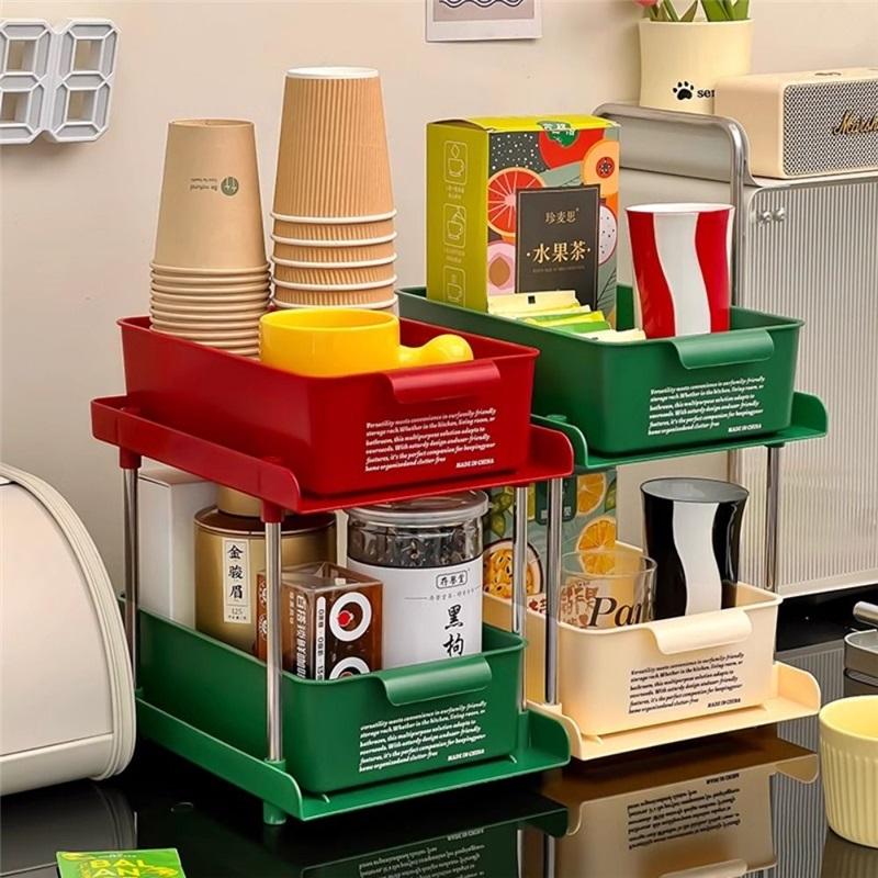 Coffee Corner Desktop Tea Bag Storage Box Drawer Office Tea Room Dining Table Storage Rack Coffee Storage Rack