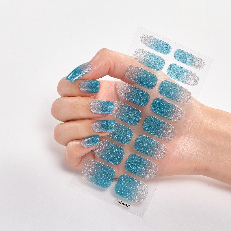 Trendy Waterproof No-Bake Gel Nail Art Stickers with Adhesive Backing