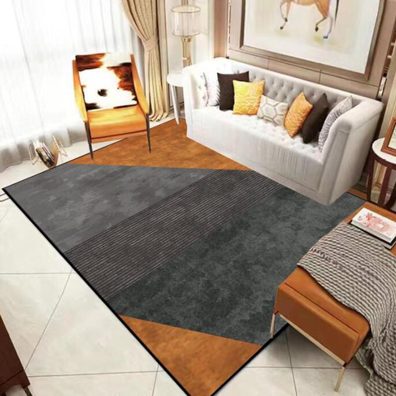 Geometric Orange Carpet Living Room Modern Home Decoration Bedroom Large Area Rugs Washable Antiskid Lounge Floor Mats Doorstep