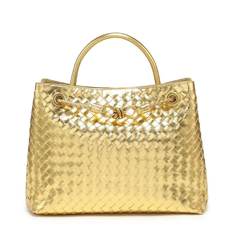 

Винтажная плетеная сумка-тоут с металлической пряжкой - Универсальная сумка через плечо и кроссбоди 35x24x14 cm