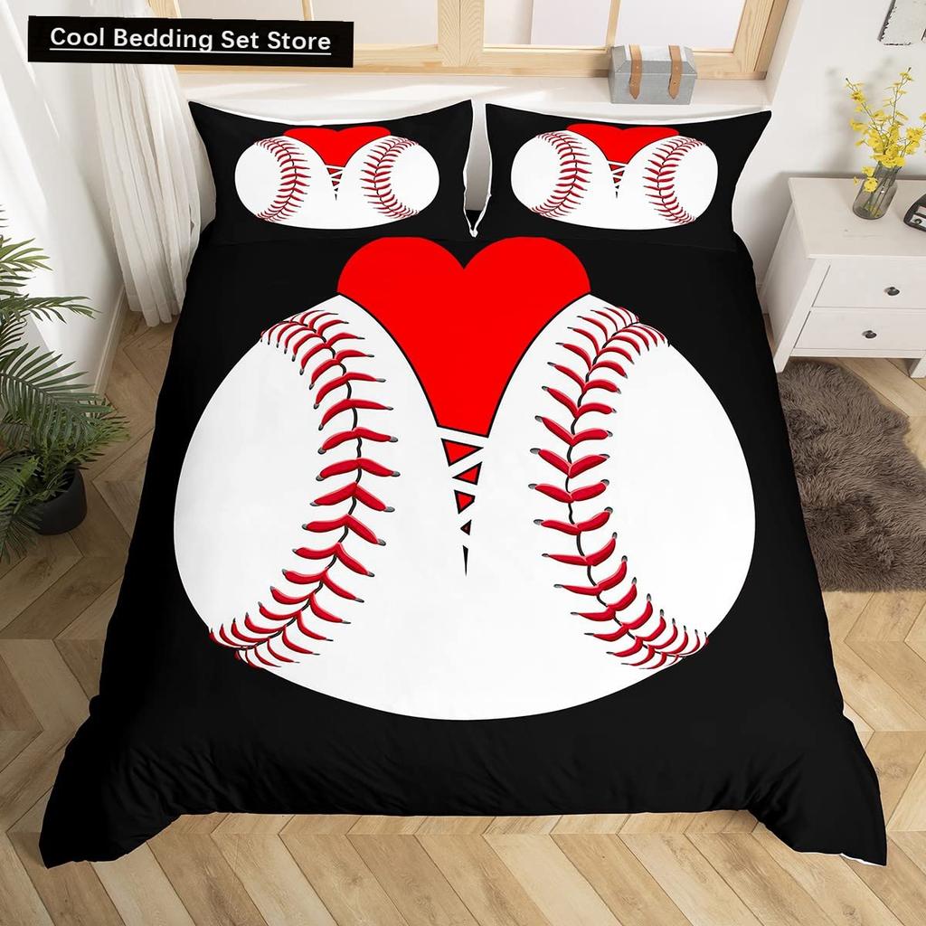 Comforter Baseball Game King Queen Ball Sports Theme Bedding Set Athlete Competitive Polyester Comforter