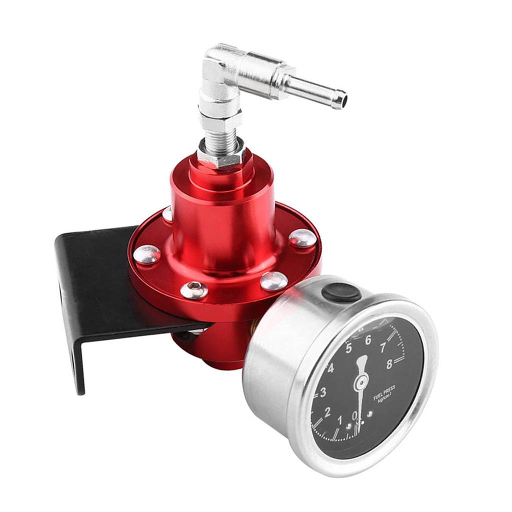 Universal Aluminum Adjustable FPR Fuel Pressure Regulator with Gauge for Car Auto Red