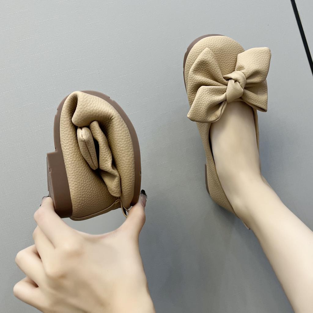 Mode Damen Ballerinas mit dünner Sohle, faltbar, Damen Reise-Hotelschuhe, weiter Fuß, Damen Slipper mit Schmetterlingsknoten, Damen Orthopädische Schuhe