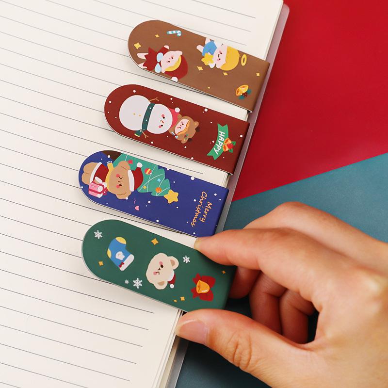 Christmas Cartoon Magnetic Bookmark - Cute Page Holder for Students, Perfect Study Stationery Gift