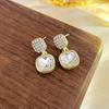 Square Zircon Crystal Rhinestone Drop Earring Punk European and American Exaggerated Metal Geometric Brincos Wedding Jewelry