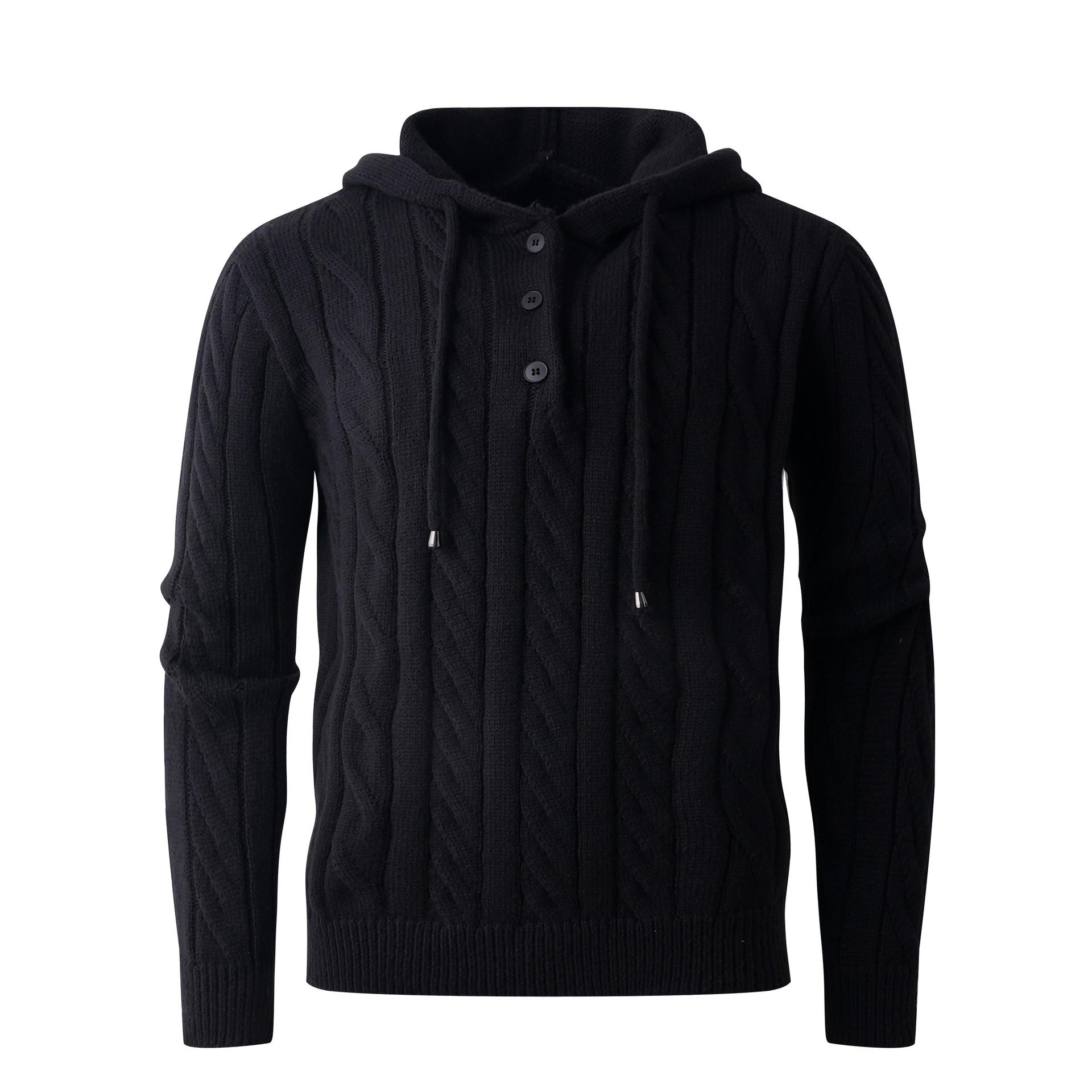 

Осень И Зима Мужской Однотонный Повседневный Свитер Зеленый Мужской Свободный Вязаный Базовый Свитшот с Капюшоном 3XL чёрный