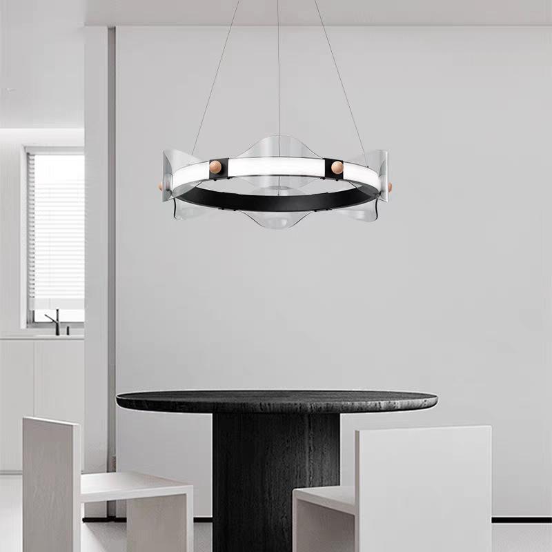 Nordic Minimalist Glass Ring Pendant Light for Living Rooms, Bedrooms, Studies, Showrooms, and Restaurants.