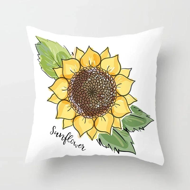 Kissenbezug mit Sonnenblumen-Druck Sofa Heim Dekoratives Kissen s Druckbezug Prachtvolle Blume Pflanze