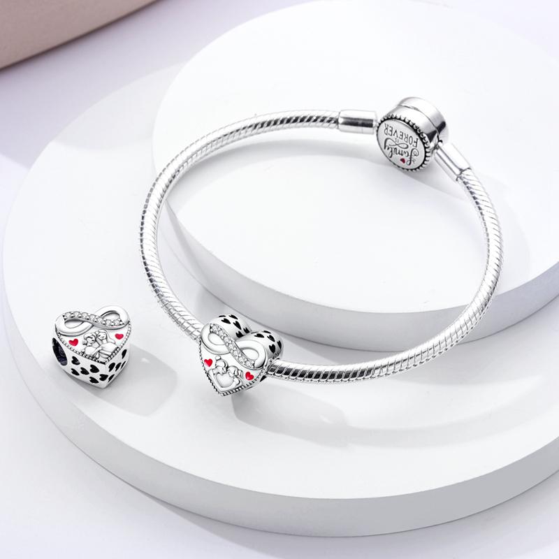 Mother'S Day Heart-Shaped Charms Copper Original Beads Fit Original Charms Bracelet Jewelry Gifts For Women