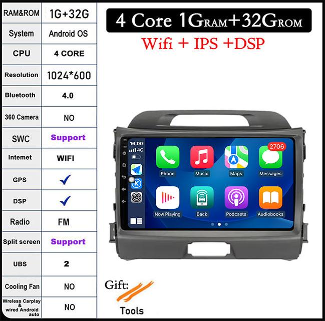 Android 14 For KIA Sportage 3 2010 2011 2012 2013 2014 2015 2016  9" Autoradio Car Radio Multimedia Player Navigation Video GPS