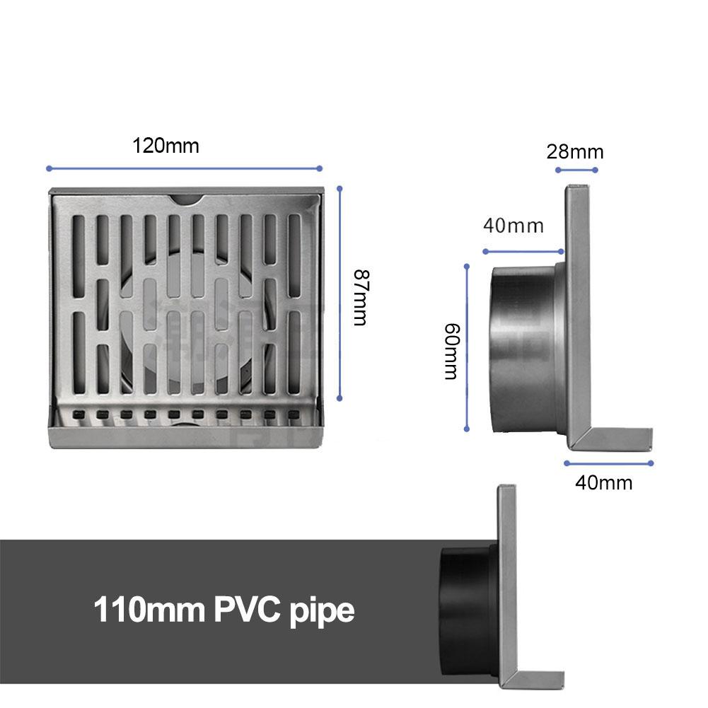 Stainless Steel Floor Drain L Shape Wall Side Floor Drain Balcony Same Layer Waste Filter For Bathroom Kitchen Shower Hardware