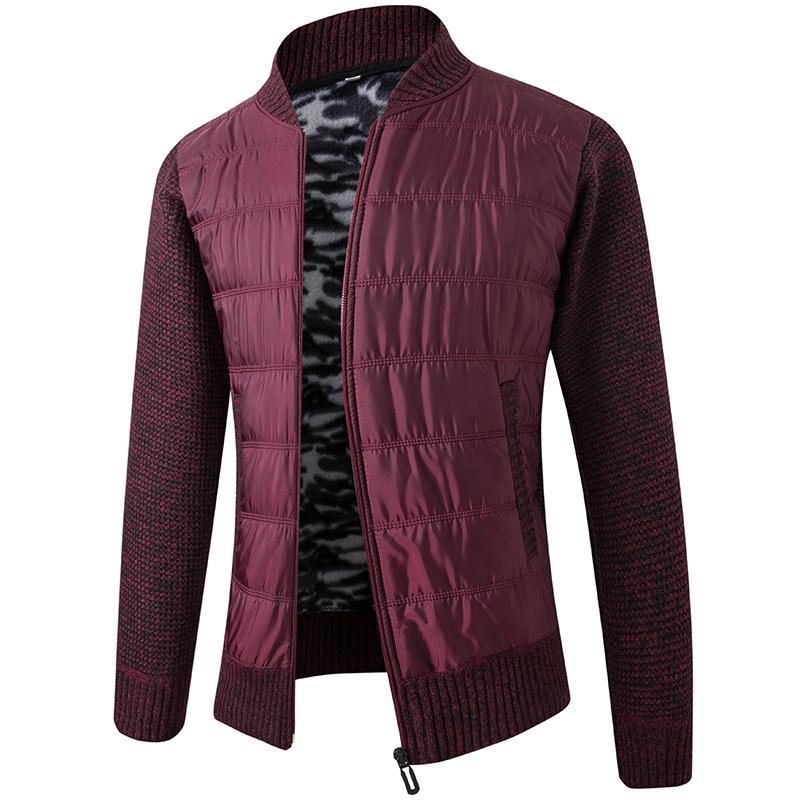 Men S Fleece Thick Stand Collar Knitted Cardigan Sweater Coat