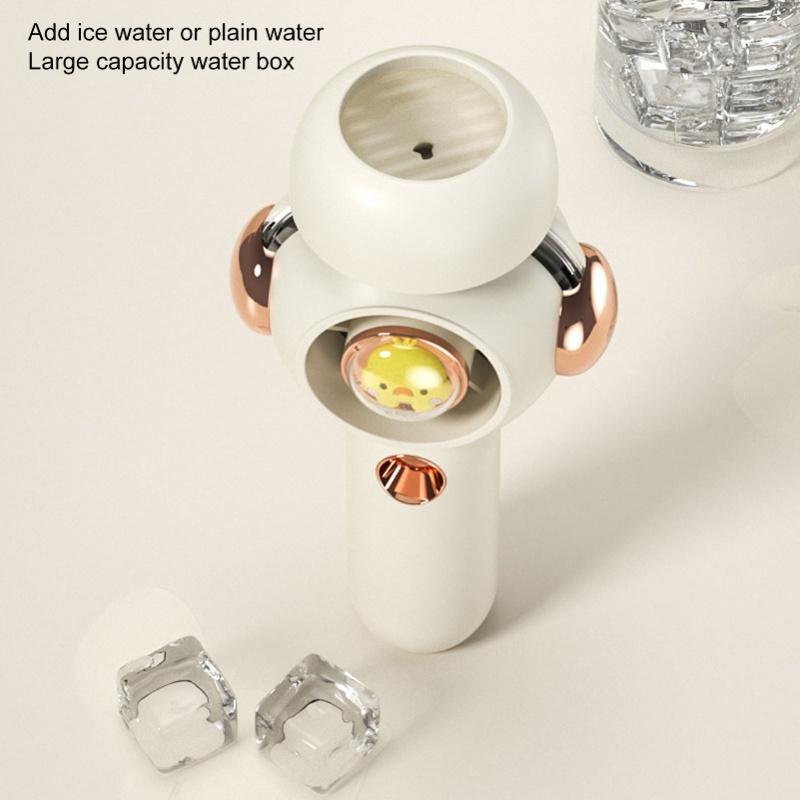 Lovely Handheld Misting Fan With Atomization Function USB Rechargeable Small Pocket Mist Fan 500mAh White