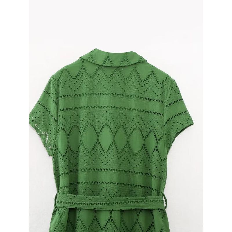 Spring Collection: Women's European & American Holiday Embroidered Shirt Dress