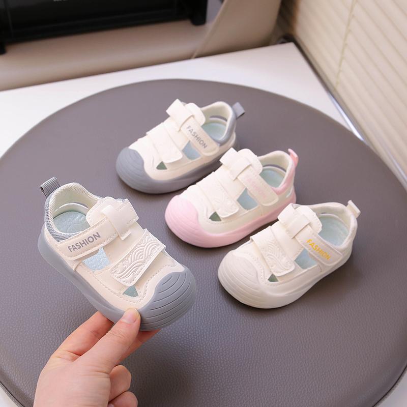 Baby Walking Shoes Toes Capped Anti-kicked Boys Girls Sandals Non-slip Soft Sole 2025 Summer New Kids Casual Shoes Hook&loop