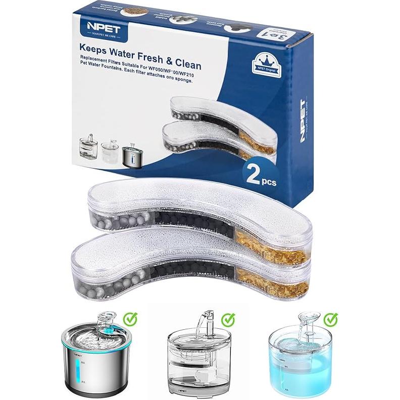 NPET Premium Replacement Filters for WF050/WF100/WF210 Cat Water Fountain filter