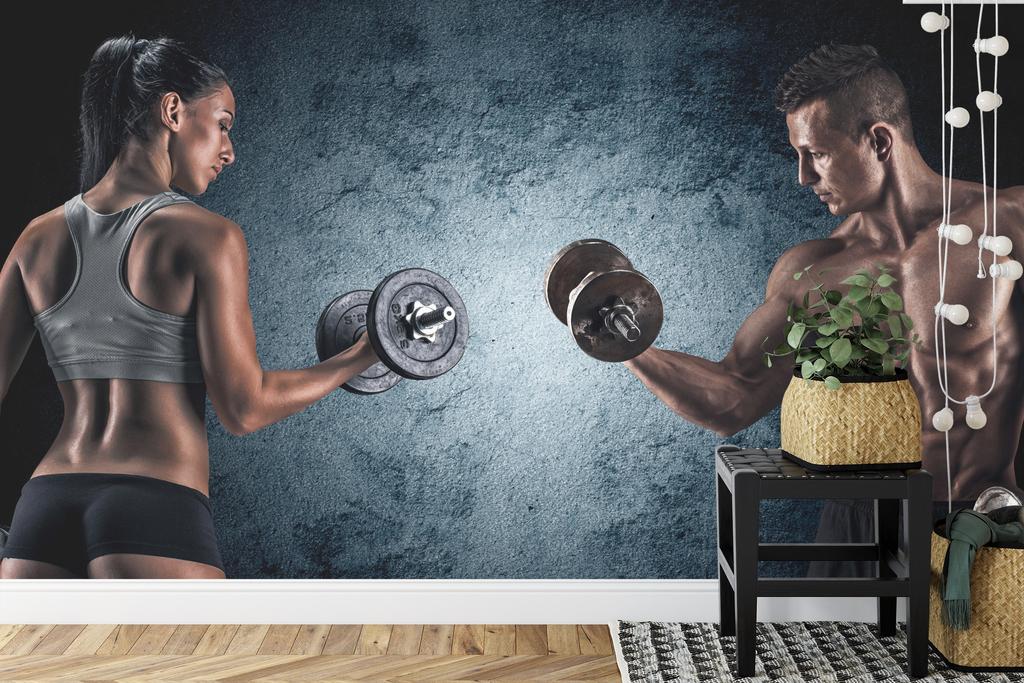 Photomural Muscular Man An Athletic Woman Structural Vinyl 180x120