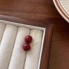 Korean Red Pearl Stud Round Earrings for Women Vintage Sweet Imitation Pearl Temperament Earings Wedding Party Jewelry Gifts