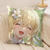 Lumine Cute Genshin Impact Cushion Cover Silky Short Plush Invisible Zipper Dustproof Sofa Pillow Case For Home Decor