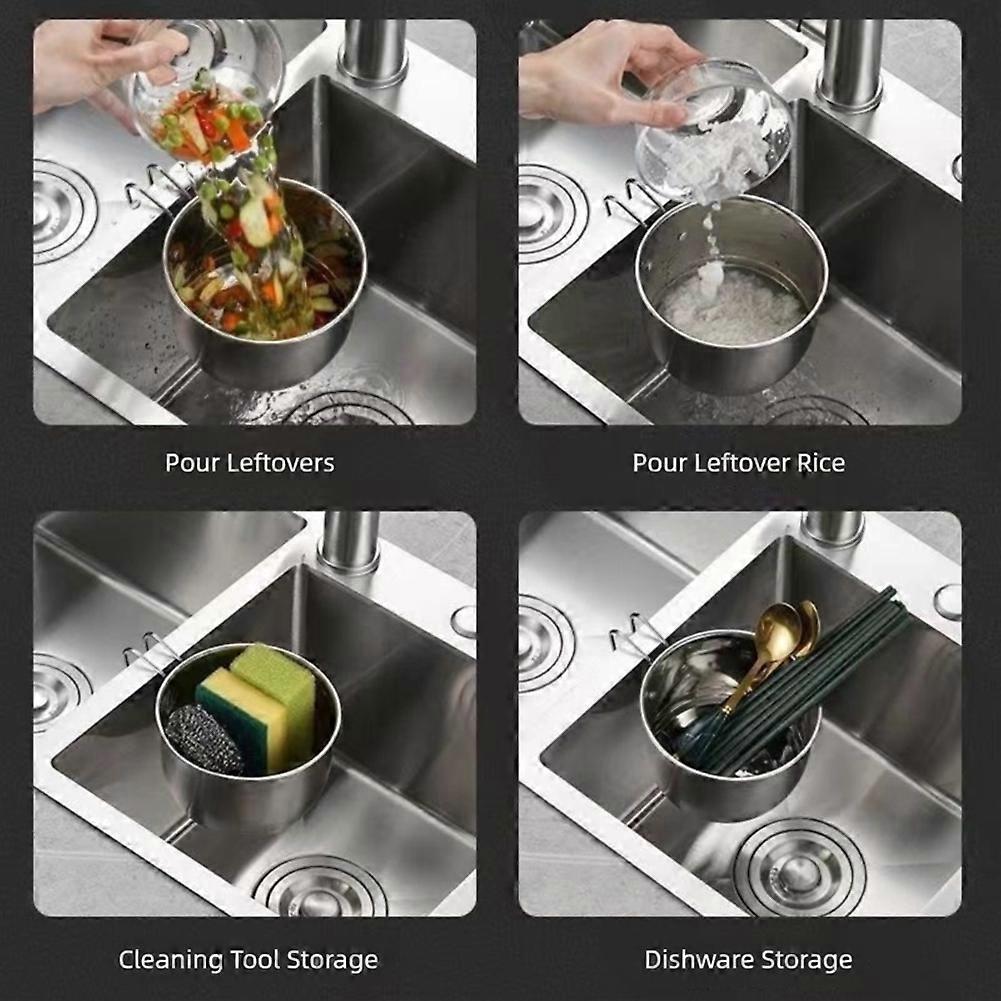 Stainless Steel Hanging Sink Strainer Anti-Clog Over-Sink Drain Basket Kitchen Accessories