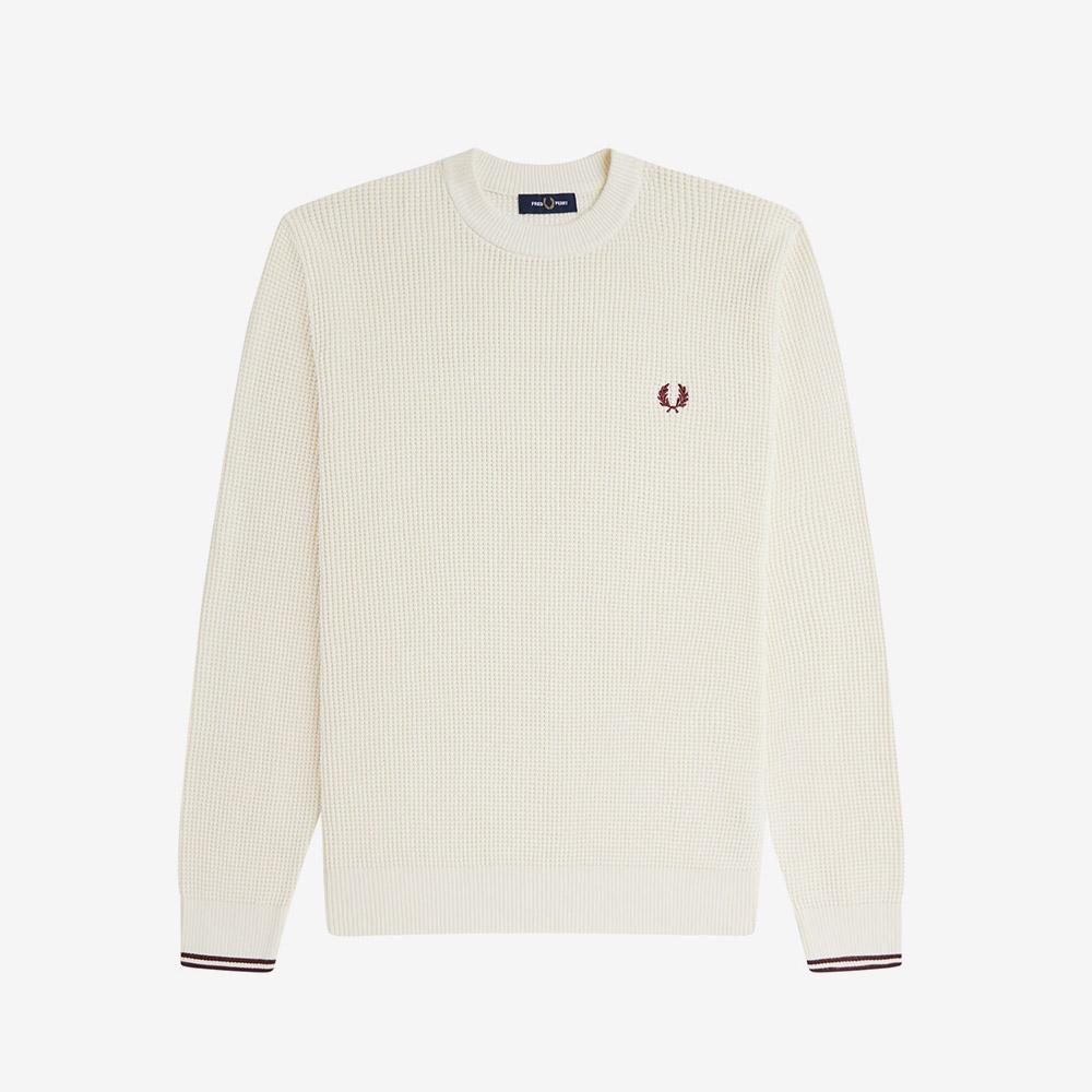 FRED PERRY [Sharp] Waffle Stitch Knit - Ecru Afpm2536507-560