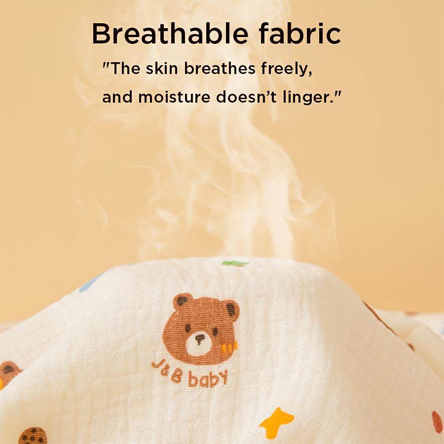 3pcs Soft Double-Layer Muslin Swaddle Blankets for Newborns - Breathable, Lightweight Cotton Wraps with Cute Bear & Moon Print