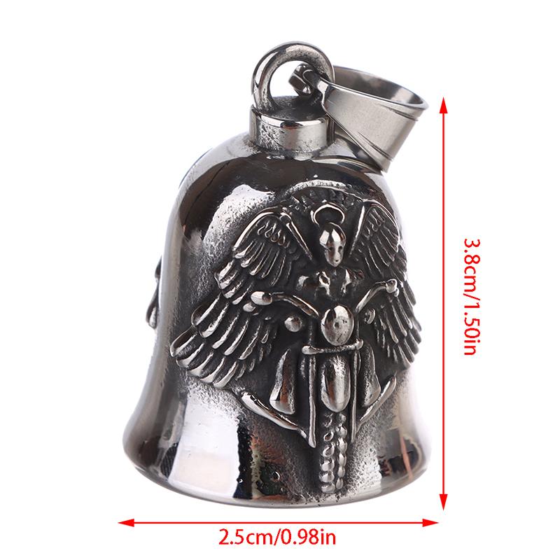 New Men'S Motorcycle Wind Retro Punk Hip Hop Rock Wings Motorcycle Character Bell Pendant Necklace