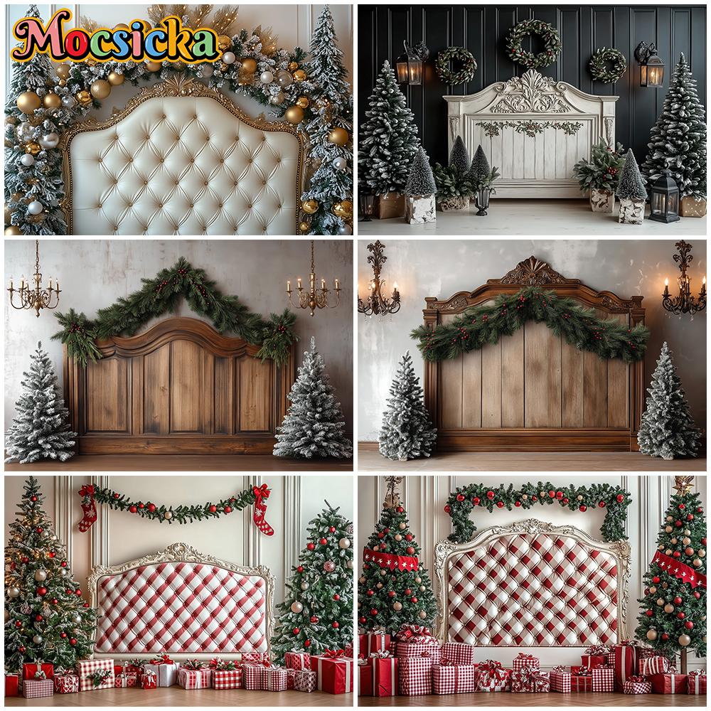 Mocsicka Fundal Fotografie Crăciun Cameră Pom de Anul Nou Decor Cap de Pat Petrecere de Sărbătoare Familie Fundal Studio Tapet