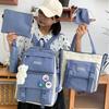 Kit 5 Pezzi Zaino Moda Donna Lady Alta Capacità Impermeabile College Ragazze Trendy Borse per Laptop Scuola Ragazza Carina Borsa per Libri da Viaggio