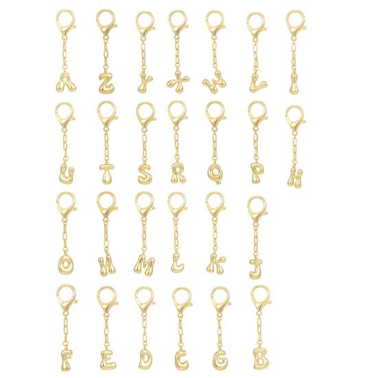 Letter Keychain Mini 3D Alphabet Charm Matte Glossy Golden Plating Key Chain with Lobster Clasp Bags Keys Bracelets Accessories