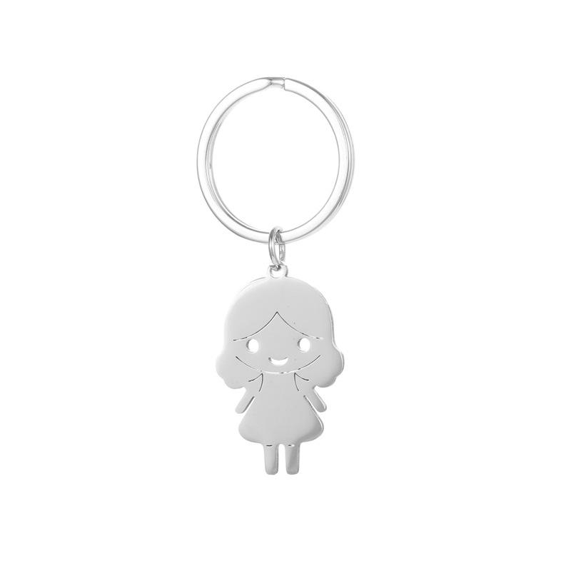 Cartoon Boy Girl Stainless Steel Keychain Sweet Couple Design Fashion Bag Pendant Practical Romantic Gift